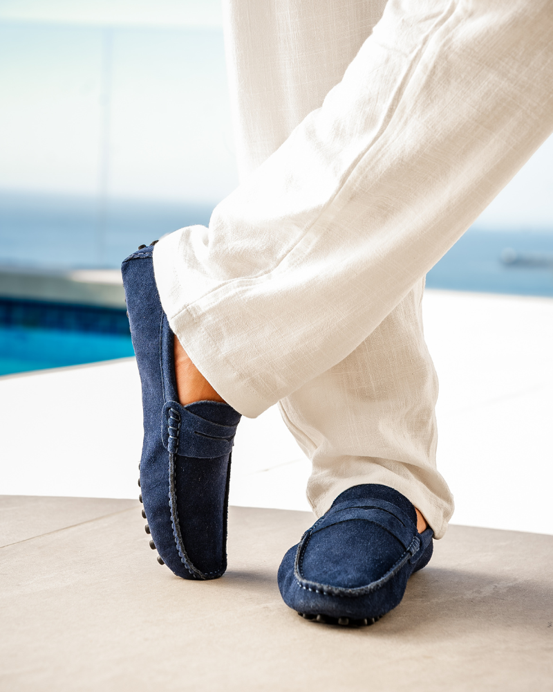 St. James – Lichte Suède Instapper voor Heren – Marineblauw